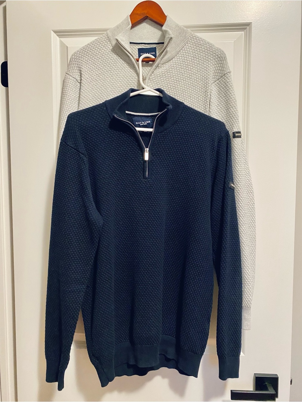 Two Men's Half-Zip Textured Knit Sweaters